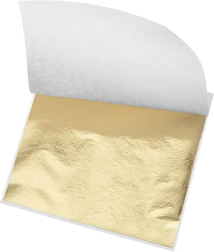Miniatura 20 de MECCANIXITY Hoja de hoja dorada, papel de hoja negra, 3.3 x 3.1 pulgadas para decoración artística, esculturas, pintura, paquete de 100