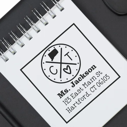 Miniatura 72 de Sello entintado moderno con nombre y dirección del estado de Alabama – Sello de dirección de devolución personalizado para invitaciones de despedida