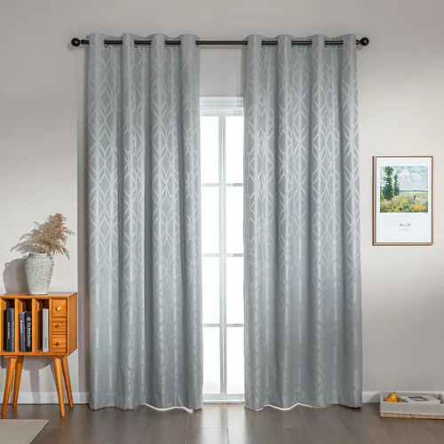 Miniatura 9 de Amazon Basics Cortinas Jacquard 100% opacas de 2 piezas, cortinas para sala de estar y dormitorio, tratamiento de ventana con aislamiento térmico