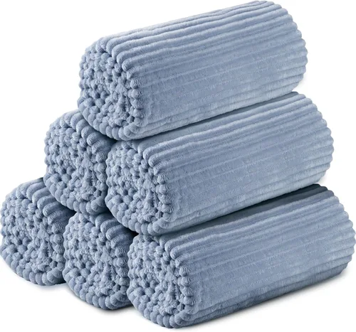 Miniatura 29 de Buryeah 6 Piezas Manta de Franela a Granel 50 x 60 pulgadas Manta para Pijamadas Boda al Aire Libre Manta Ligera, Certificado Oeko-tex Standard 100