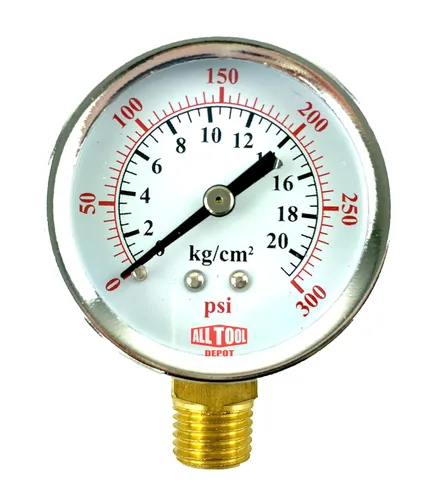 Miniatura 7 de Manómetro de presión de aire de 2" Montaje lateral inferior 1/4" NPT 2" Dial - 0 a 200 PSI