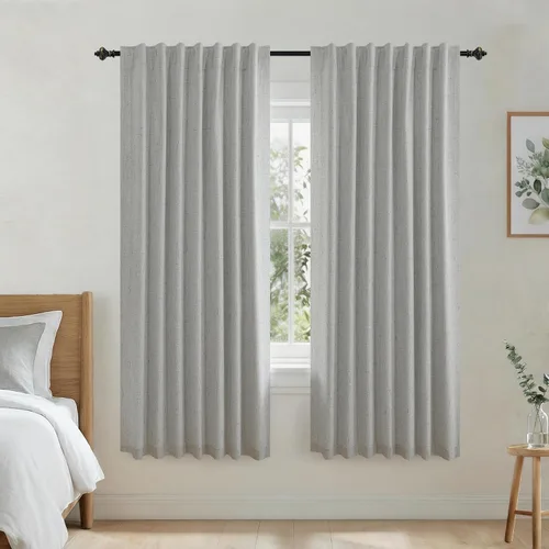 Miniatura 109 de KOUFALL - Cortinas de medio estilo francés de lino para ventana, juego de 2 cortinas cortas de 40 pulgadas de longitud, para privacidad, cortinas