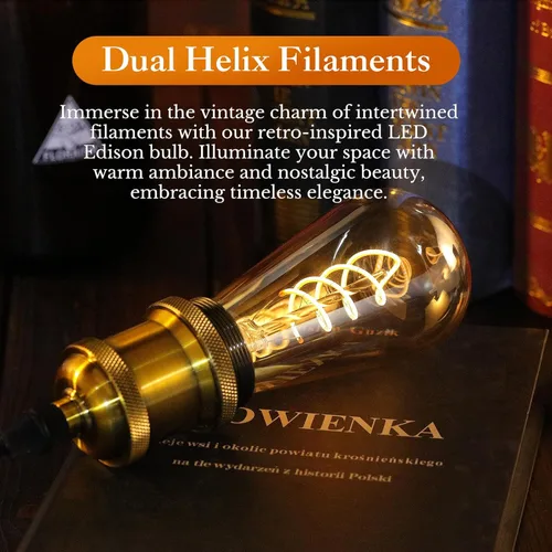 Miniatura 4 de ST64 Bombillas LED E26 Vintage Edison, vidrio ámbar claro, regulable, 4 W (equivalente a 40 W) 300 lúmenes, 2500 K blanco cálido, diseño de ámbar