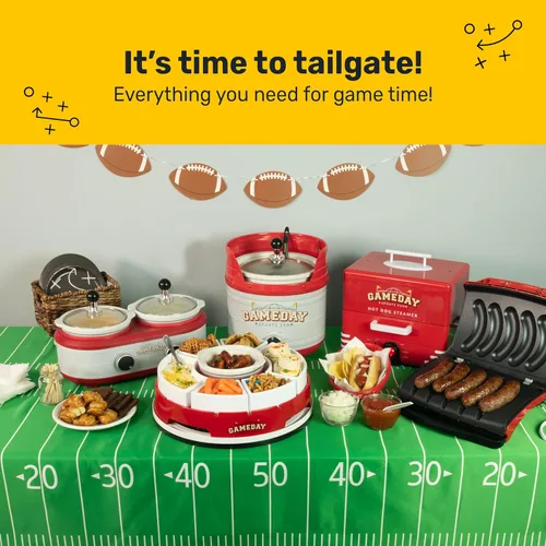 Miniatura 7 de Nostalgia Game Day Sausage and Brat Parrilla eléctrica para 5 salchichas con bandeja de goteo de aceite, asa de transporte y almacenamiento