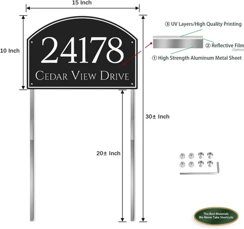 Miniatura 4 de Letrero de Dirección de Casa con Arco de Metal, Placa de Dirección para Exteriores, Letrero Personalizado de Nombre de Calle y Número de Casa