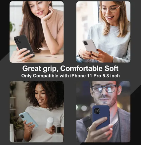 Miniatura 7 de Vooii Compatible con iPhone 11 Pro, silicona líquida suave de goma delgada, funda protectora de cuerpo completo con forro de microfibra suave