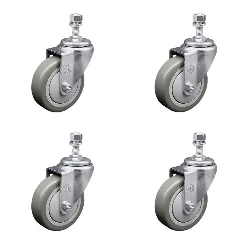 Miniatura 15 de Rueda giratoria de poliuretano con vástago roscado con rueda gris de 3 x 1.25 pulgadas y vástago de 1/2 pulgada - Capacidad de 300 libras/ruedas