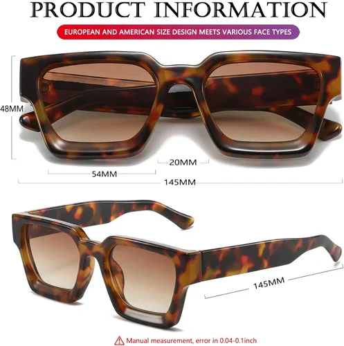 Miniatura 181 de AIEYEZO Gafas de sol cuadradas para mujeres y hombres, gafas de sol cuadradas con montura gruesa, estilo de diseñador simple