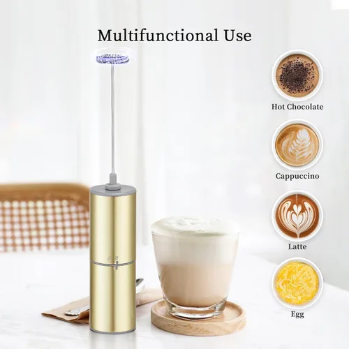 Miniatura 5 de Espumador de café a batería de ELMWAY, batidor eléctrico de acero inoxidable, mini espumador de leche con mango para café, café con leche, matcha