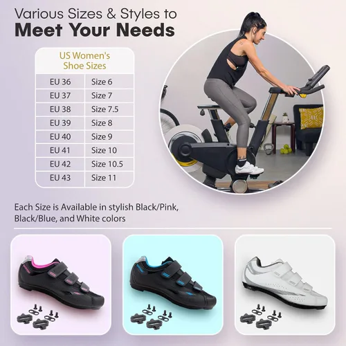 Miniatura 6 de Tommaso Pista Zapato de mujer para ciclismo interior, con taco compatible Look Delta, SPD, color negro, azul, rosa, blanco