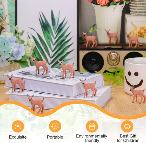Miniatura 4 de Skylety 14 piezas de figuritas en miniatura de ciervos para manualidades, adornos de tarta en miniatura de ciervos, mini figuritas para fiestas