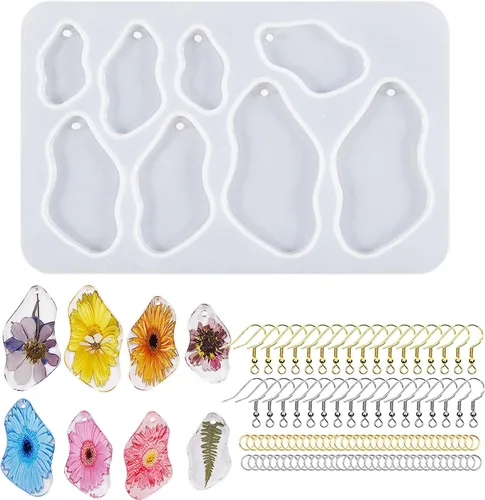 Miniatura 16 de Attuslla Moldes de resina de silicona para aretes con anillos para hacer joyas, colgantes, aretes Estilo 9
