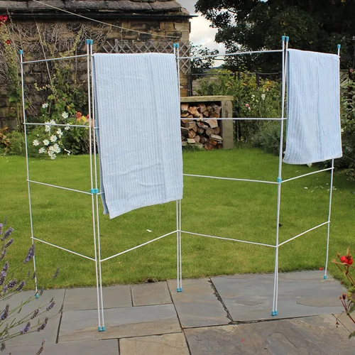 Miniatura 2 de JVL Caravan - Secador de ropa plegable para interiores y exteriores, de cuatro paneles, plástico/metal, color blanco