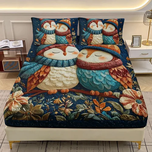 Miniatura 10 de AILONEN Lovely Bear - Juego de sábanas bajeras tamaño Queen, juego de ropa de cama con pajarita de dibujos animados para niños y niñas, sábana