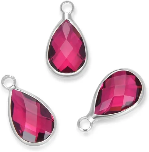 Miniatura 15 de Adabele Colgante de piedra natal de grado A, gota de 0.433 in, 0.551 in y 0.630 in, chapado en plata de ley para aretes personalizados, pulseras
