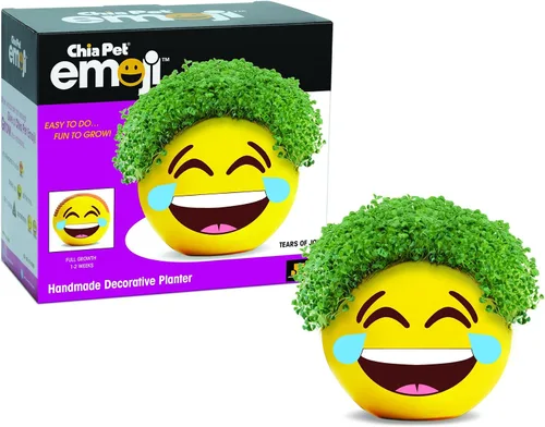 Miniatura 14 de Chia Pet Emoji Winky con paquete de semillas, maceta decorativa de cerámica, fácil de hacer y divertido de cultivar, regalo novedoso, perfecto