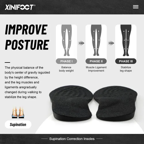 Miniatura 4 de XINIFOOT Plantillas ortopédicas que corrigen la postura, plantillas de zapatos de pierna tipo O/X, pronación de fascitis plantar, pies planos