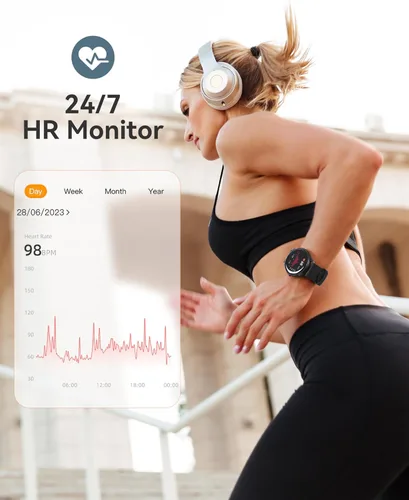 Miniatura 5 de AGPTEK Reloj inteligente para mujeres y hombres, reloj inteligente impermeable 5ATM para teléfonos Android e iOS, reloj de seguimiento de actividad