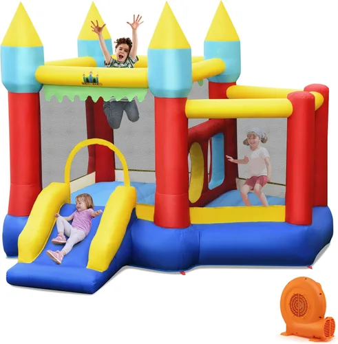 Miniatura 7 de BOUNTECH Casa inflable de rebote para niños de 5 a 12 años, para fiestas en interiores y exteriores, con área de salto, piscina de bolas, castillo
