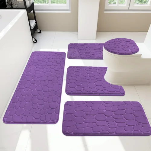 Miniatura 25 de YIHOUSE Juego de 2 tapetes de baño de espuma viscoelástica, antideslizantes, absorbentes de agua, lavables, para fregadero, inodoro y suelo Negro