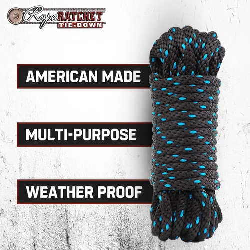 Miniatura 3 de Rope Ratchet Cable utilitario de polipropileno trenzado de 3/8 pulgadas, 50 pies, resistente a la intemperie para interiores y exteriores