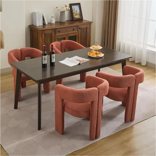 Miniatura 21 de adochr Modernas sillas de comedor de barril, silla de comedor tapizada de lino con patas de madera, sillas decorativas con brazos, cómodos sillones