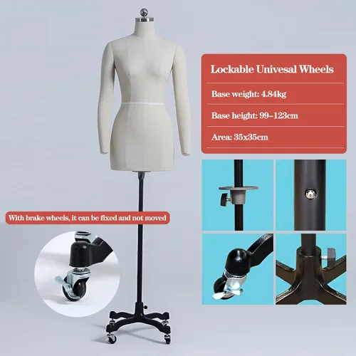 Miniatura 5 de Maniquí de costura ajustable con ruedas – Altura ajustable Forma S Modelo 80, pantalla de sastre estable y móvil para diseñadores y creadores de moda
