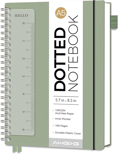 Miniatura 28 de AHGXG Diario de puntos, cuaderno en espiral de cuadrícula de puntos de 8.5 x 11 pulgadas, cuaderno de puntos grande A4, papel grueso de 3.53 oz/m²