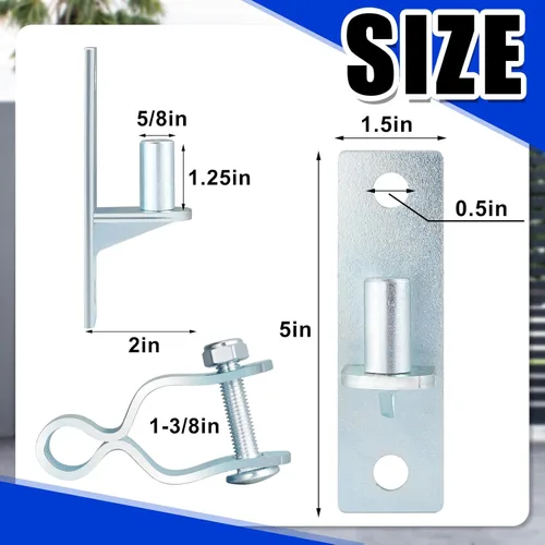 Miniatura 2 de Dunzy 8 piezas de 1-3/8 pulgadas de montaje en pared de alta resistencia bisagra de puerta de enlace de cadena con valla de tubo de 5/8 pulgadas