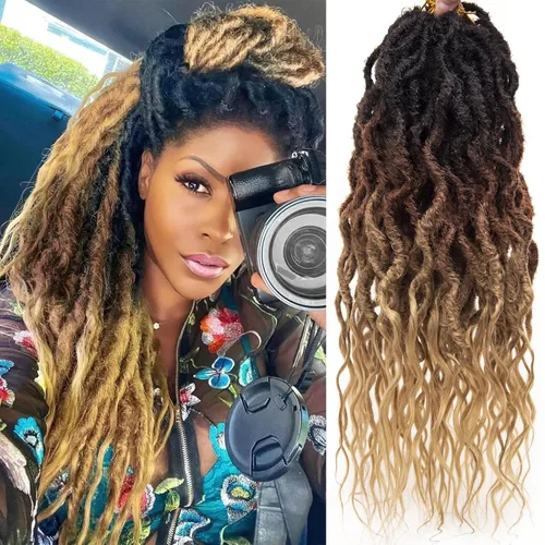Miniatura 12 de Rastas sintéticas de ganchillo trenzadas, trenzas bohemias de 24 pulgadas, rastas sintéticas ombré, cabello trenzado afro rastas 1B