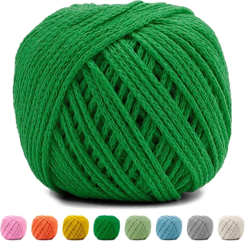 JeogYong Cordón de macramé de algodón y poliéster de 0.118 in, 66 a 76 yardas, 80% algodón, 20% poliéster, cuerda de macramé de colores, hilo de