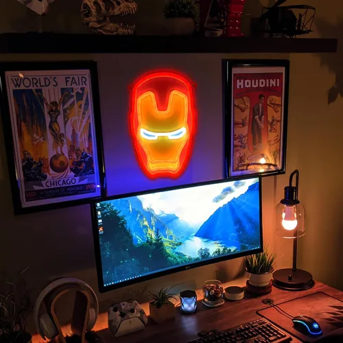 Miniatura 4 de Letreros de Neón para Videojuegos Letrero de Neón de Iron-Man Luces LED de Anime Gamer para Decoración de Pared de Cueva de Hombre Dormitorio