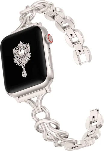 TOYOUTHS - Pulsera celta compatible con bandas de Apple Watch 38/40/41/42/44/45/46/49 mm para mujeres, cadena elegante de joyería de metal de acero