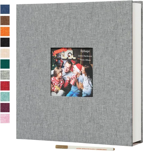 Miniatura 8 de Spbapr - Álbum de fotos grande autoadhesivo de 3 x 5, 4 x 6, 5 x 7, 8 x 10, álbum de recortes magnético, 40 páginas en blanco, cubierta de lino, Azul
