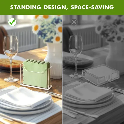 Miniatura 3 de Kordory Servilletero de Servilletas de Cóctel Acrílico para Mesa, para Servilletas de 5 x 5 Pulgadas, Soporte Moderno Vertical de Servilletas
