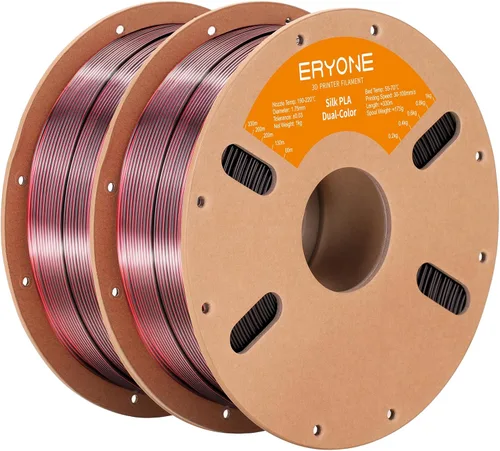 Miniatura 20 de ERYONE Filamento de ácido poliláctico (PLA) de seda bicolor para impresora 3D, de 1.75 mm +/- 0.03 mm, carrete de cartón de 1 kg (2.2 libras)
