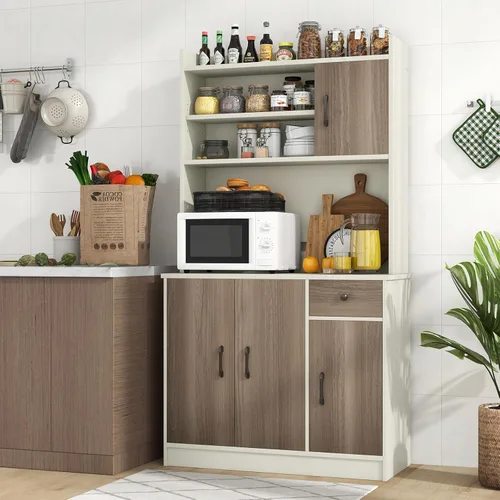 Miniatura 2 de Giantex Armario de buffet de 71 pulgadas con toma de corriente, aparador de cocina, despensa de buffet en la isla, servidor de utensilios de cocina