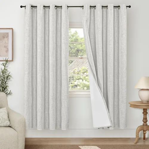 Miniatura 59 de Cortinas Opacas de Lino Azul Bebé para Guardería de 40 Pulgadas de Largo, 2 Paneles, Cortinas Cortas con Aislamiento Térmico Boho de Bloqueo Total