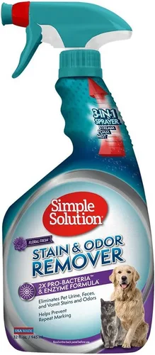 Simple Solution - Eliminador de manchas y olores para mascotas, desodorante para alfombras, eliminador enzimático de olores de mascotas para el