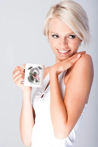 Miniatura 2 de Winston & Bear Happy Pit Bull Mug - Taza de café de cerámica de 15 onzas, regalo para los amantes de los perros