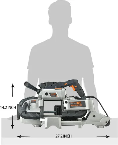 Miniatura 8 de MAXXT Sierra de cinta con base de aluminio ligero, sierra de cinta de corte profundo de 10 amperios y 5 pulgadas, sierra portátil automática