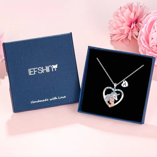 Miniatura 6 de IEFSHINY Unicorn Gifts for Girls, Unicorn Heart Pendant Necklace Initial Necklace Birthday Gifts for Teen Girls Daughter Granddaughter Niece Women