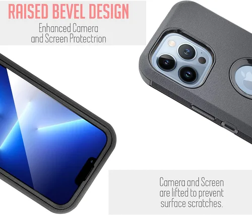 Miniatura 4 de Funda diseñada para iPhone 13 Pro Max (6.7 pulgadas), protección contra caídas de cuerpo completo con clip para cinturón, funda resistente