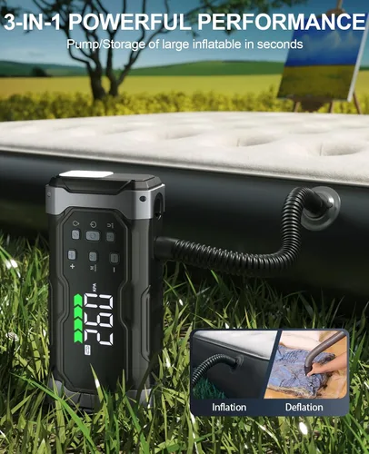 Miniatura 4 de Arrancador integral de 9000 A con compresor de aire/desinflador de 150 PSI, amplificador portátil de 12 V para automóvil