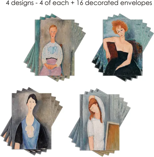 Miniatura 3 de RainCaper Fine Art - Tarjetas de felicitación de papel de 5 x 7 pulgadas con sobres decorativos, caja de regalo, juego de 16 cartulina de 300 GSM
