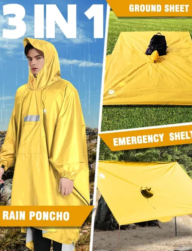 Miniatura 98 de ANYOO Poncho de lluvia con capucha para adultos, impermeable, ligero, para hombres y mujeres, chaqueta de lluvia reutilizable para emergencias al