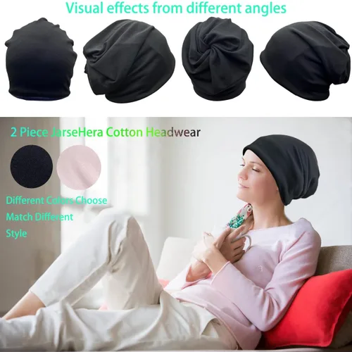 Miniatura 2 de JarseHera Gorro holgado de mujer con encaje de algodón, gorros para quimioterapia, gorros para el cáncer, turbante