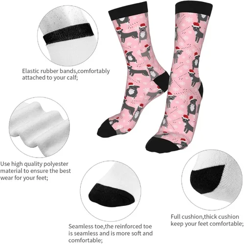 Miniatura 7 de Pitbull - Calcetines casuales de Navidad para hombres y mujeres, divertidos y divertidos calcetines de tubo, negro y blanco