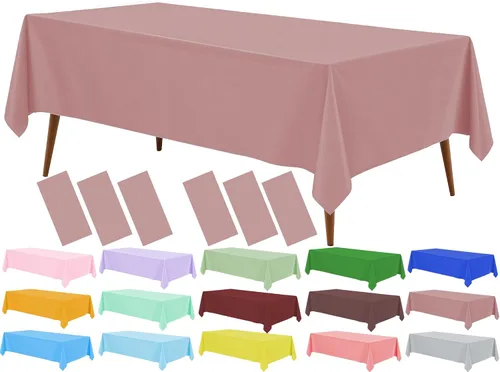 Miniatura 44 de Mantel de plástico verde frutal (paquete de 2), 54 x 108 pulgadas, cubierta de mesa para mesa rectangular, manteles desechables verde manzana