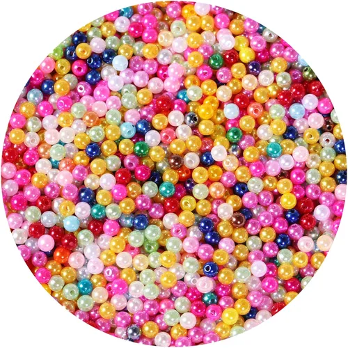 Miniatura 12 de 1970 piezas Cuentas de Perla para Hacer Joyas, 6 Tamaños con Agujero para Pulseras, Collares, Aretes, Kit de Manualidades DIY, Regalos para Mujeres
